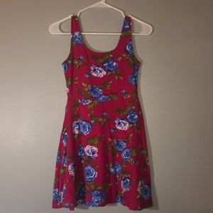 Forever 21 Pink and Blue Floral Mini Skater Dress